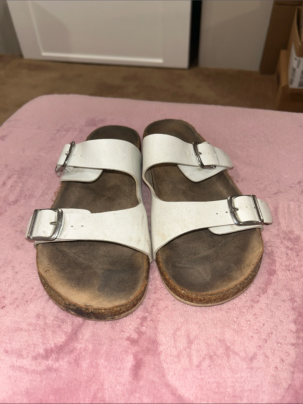 Cat & Jack White Dual Buckle Slide Sandals for Kids